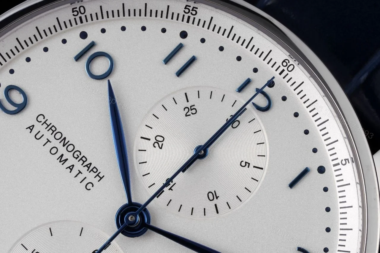 View 4 of IWC Portugieser Chronograph Replica Blue Leather Strap 41MM Premium IW371606