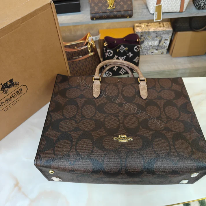 View 10 of FIRST COPY COACH MAGGIE TOTE BAG ULTRA PREMIUM EDITION IN CHOCOLATE BROWN