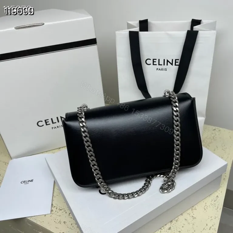 View 5 of Compact Leather Crossbody with Chain Detail
