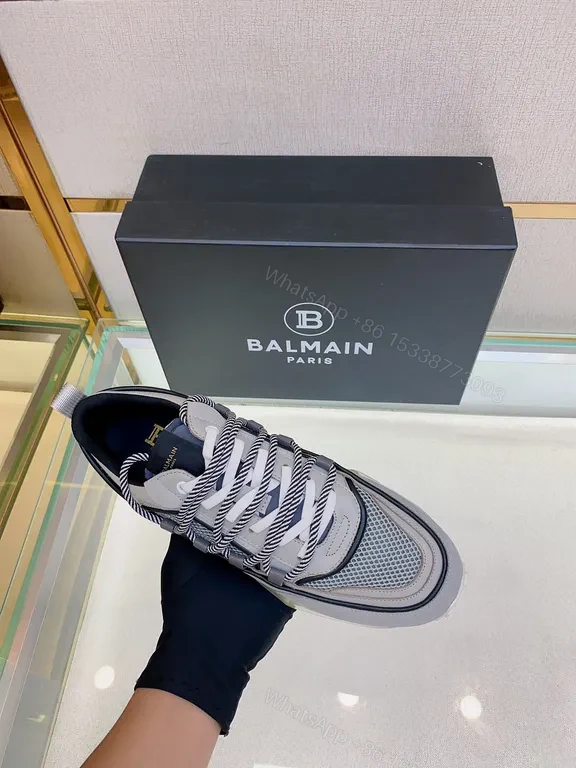 View 5 of Grey Knit Balmain Luxury Sneaker - Breathable, All-Day Comfort