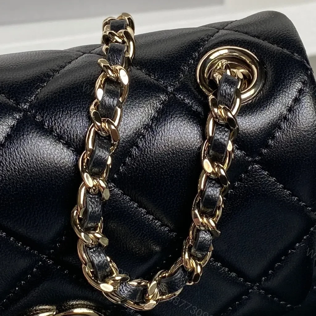 View 7 of Quilted Leather Shoulder Bag: Gold Chain, Compact Glam