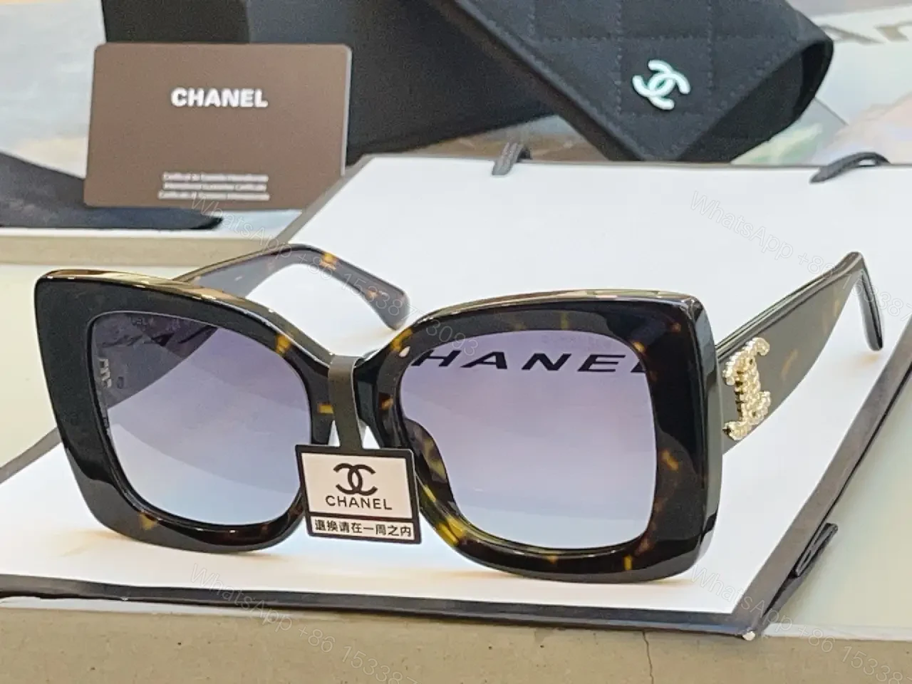 View 2 of Oversized Square Sunglasses in Tortoiseshell with Gradient Lenses