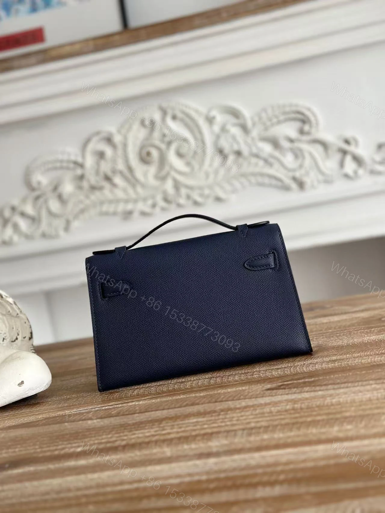 View 8 of HERMES KELLY MINI POCHETTE 22 IN NAVY BLUE