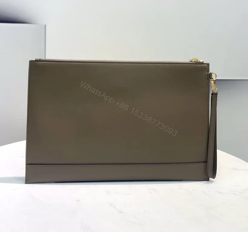 View 5 of Fendi Roma Python-Embossed Clutch: Taupe Luxury Statement