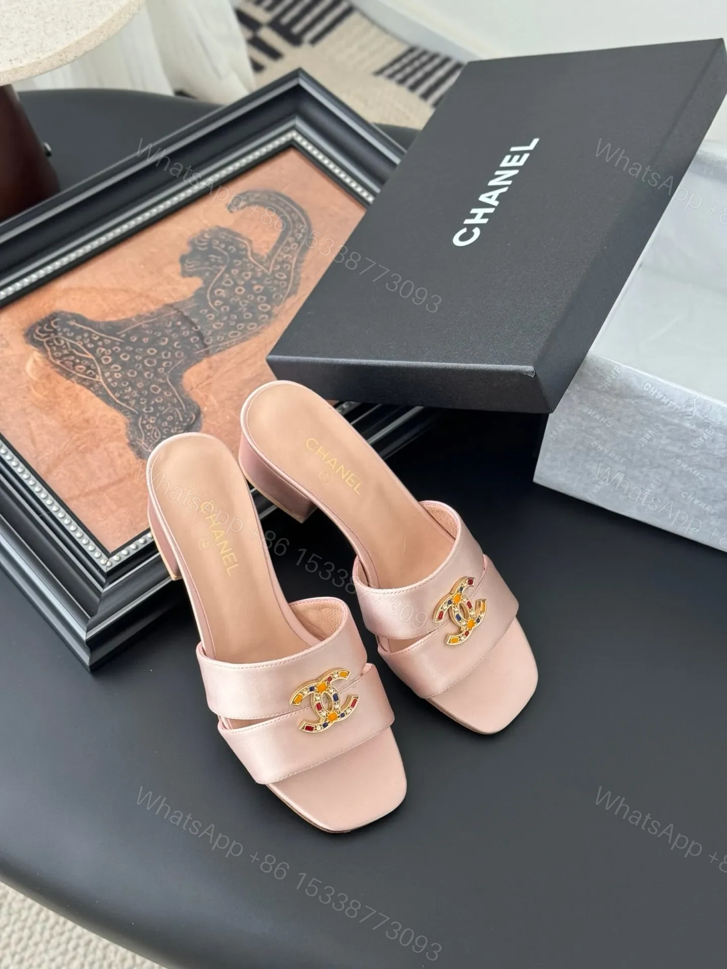 View 6 of Chanel Women Light Pink Satin Mules
