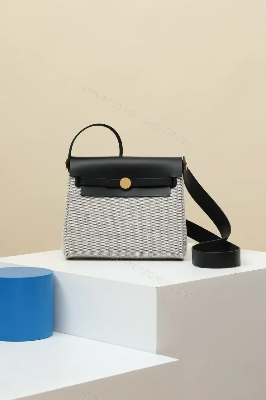 HN Herbag Mini in Ecru/Black gold hardware — view 1