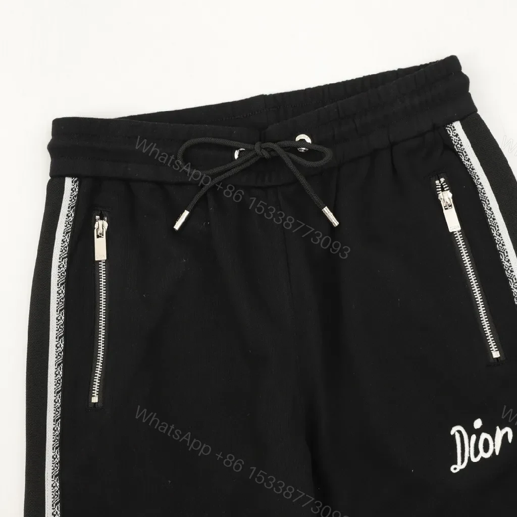 View 3 of Black Wide-Leg Track Pants with Dior Stripe Detailing