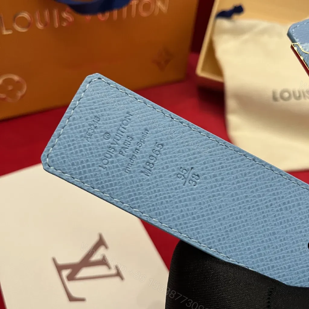 View 7 of Pastel LV-Style Textured Belt with Signature Buckle