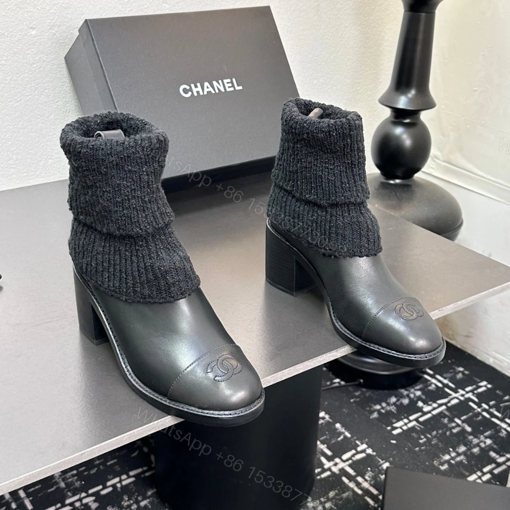 View 3 of CHANEL KNIT BOOTS BLACK
