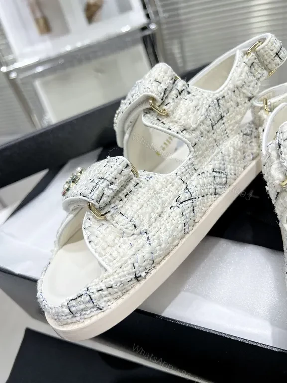 View 2 of Chanel-Influenced Textured Sandals: Couture Comfort
