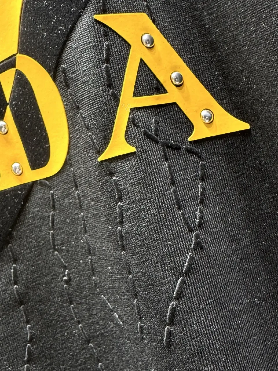 View 4 of Graphic Tee Black with Yellow Triangle Logo Accent, Premium Cotton Blend