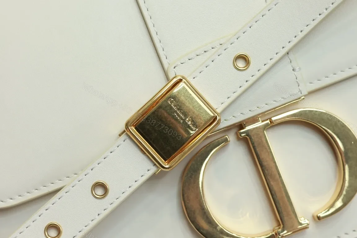 View 8 of White Leatherette Shoulder Bag: Gold Accent, Compact Luxury