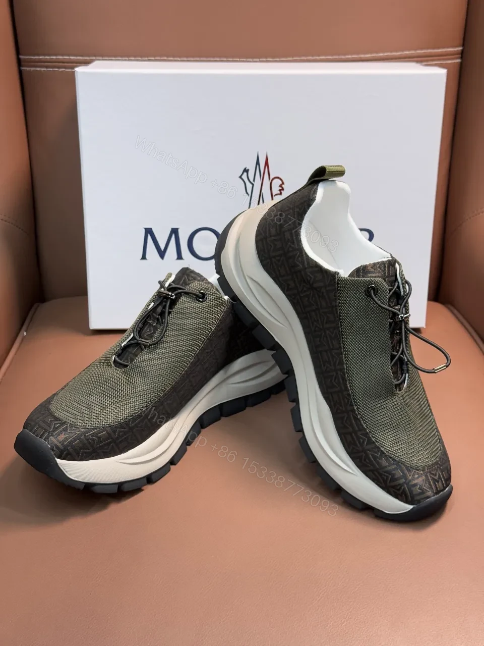 View 2 of Olive Knit Runner: Premium Textured Mesh Sneakers