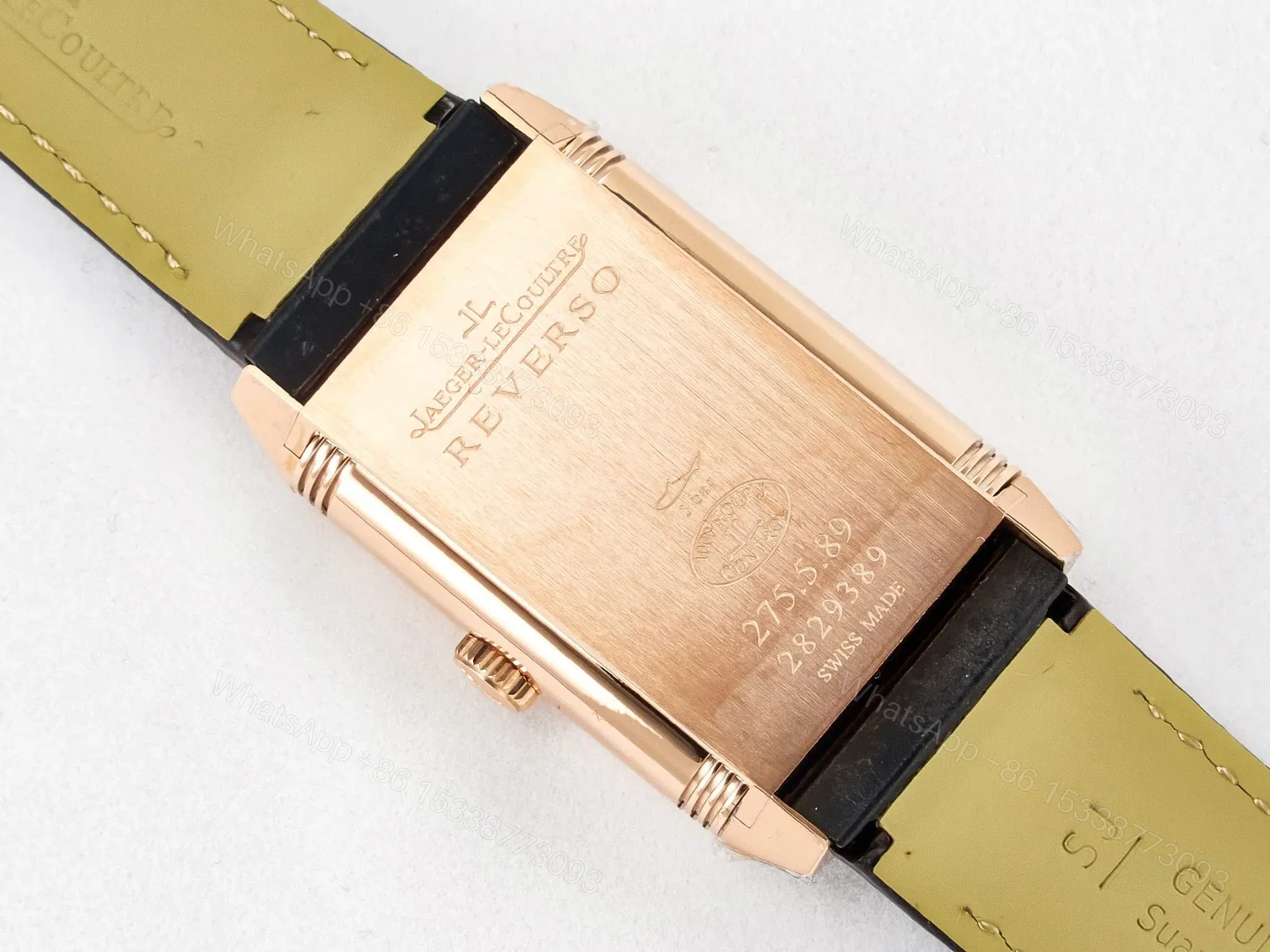 View 15 of Reverso Tribute Duoface Small Seconds RG MGF Best Edition White Spray Paint Dial on Black Leather Strap A854A