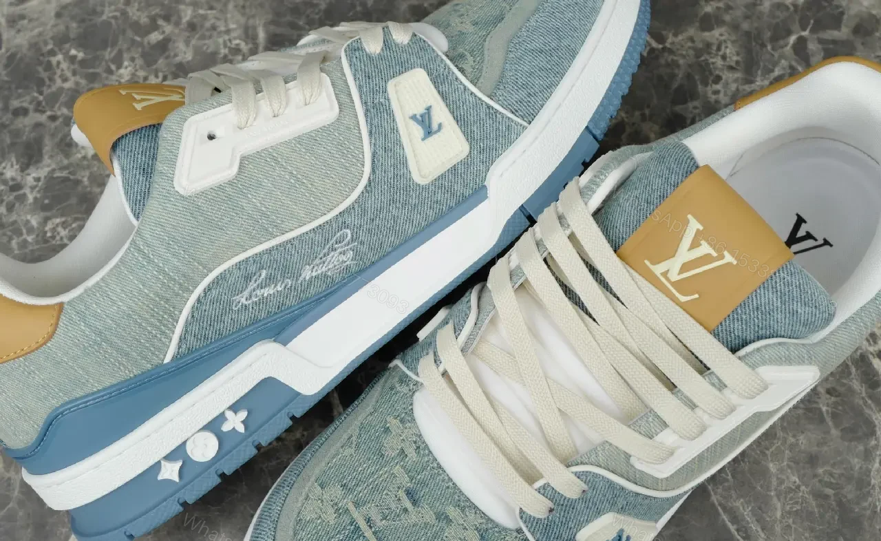 View 2 of Blue-Gray Denim Low-Top Cushioned Sneaker