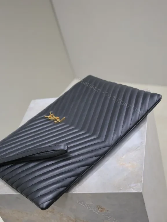 View 3 of Chic Quilted Clutch â€“ Leather, Luxury Style, YSL-Inspired