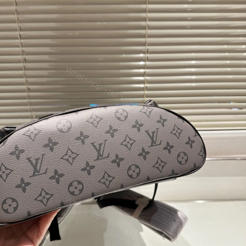 View 4 of Louis Vuitton Christopher MM Monogram Eclipse Black And Grey 44Cm M45419