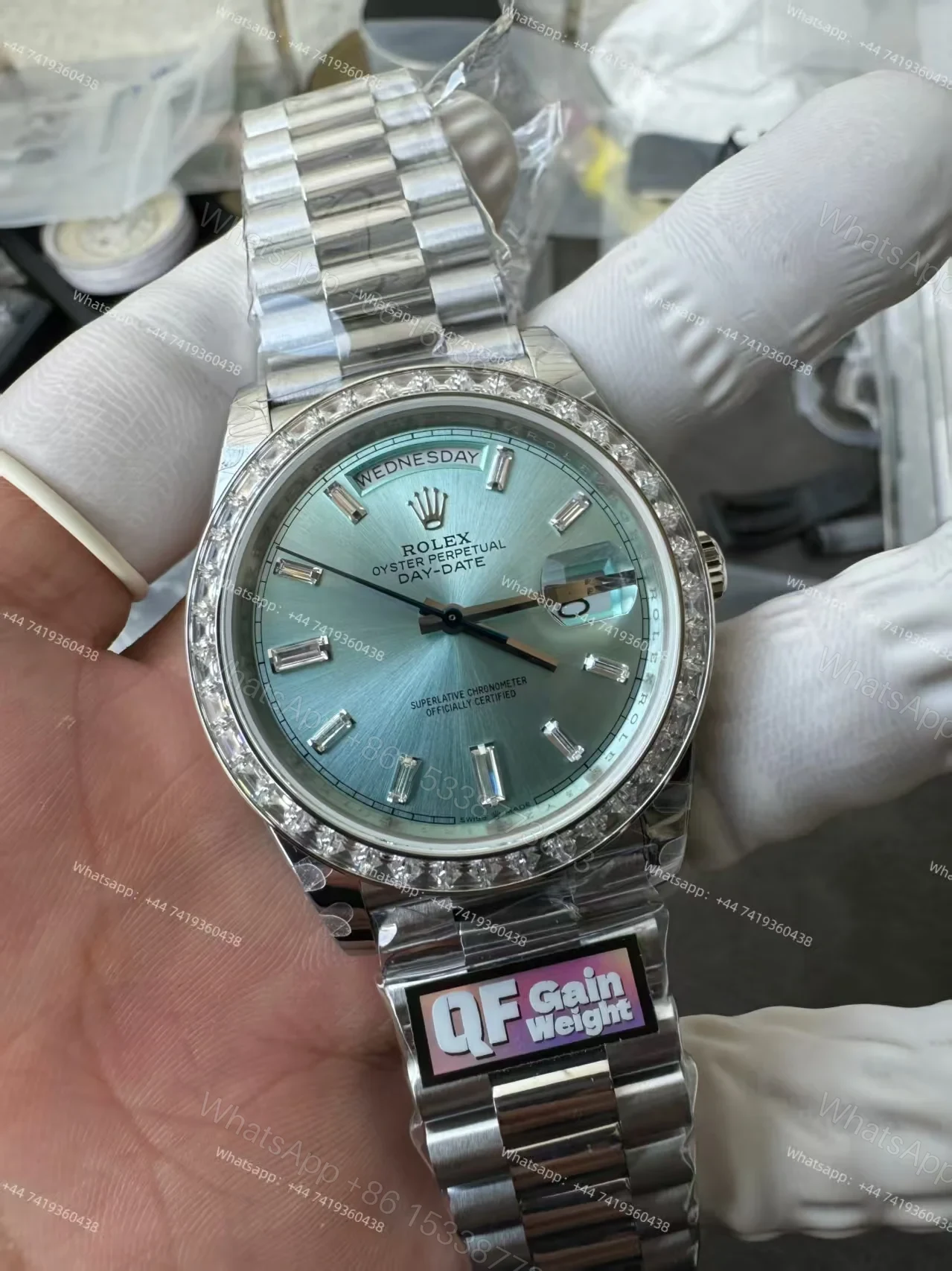 View 5 of Rolex Day-Date 228396TBR 1:1 Replica Ice-Blue Dial 40MM 3255 Movement Presidential Bracelet Super Clone Watch