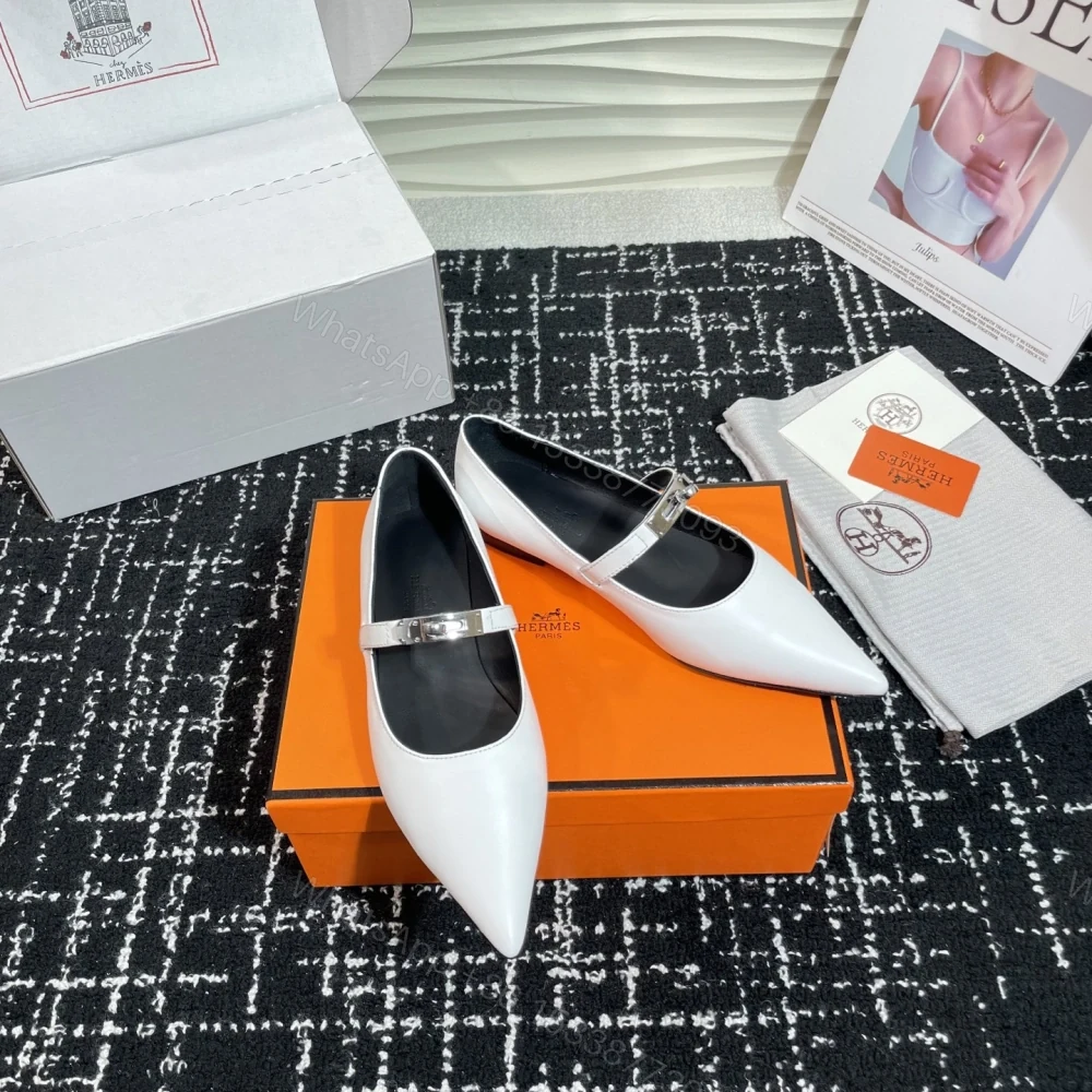 View 3 of 高仿Hermes*Kelly系列H251002Z01小牛皮休閒單鞋白色免檢版