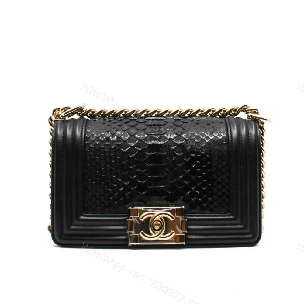 Chanel Boy Flap Bag Snake Black 25Cm — view 1