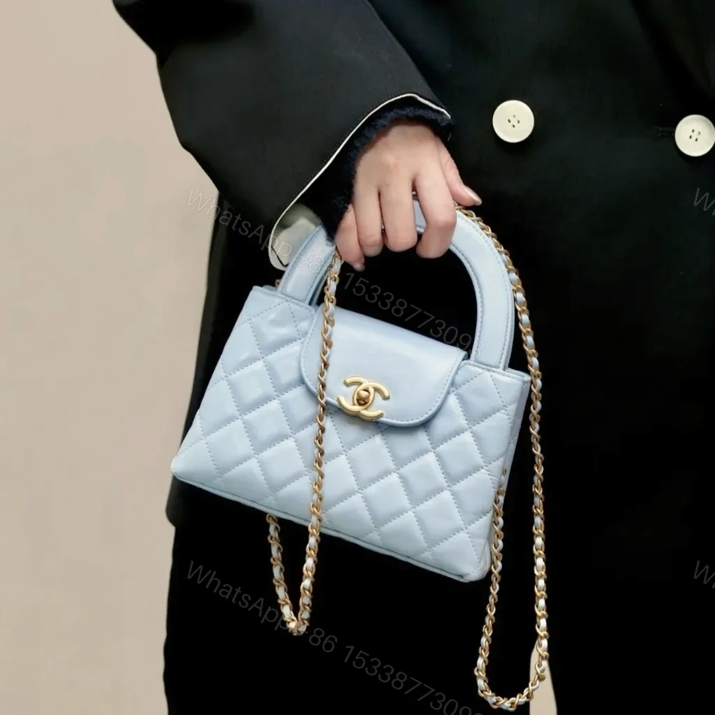 View 8 of Chanel Small Kelly Shopper Shiny And Gold Hardware Light Blue 19cm