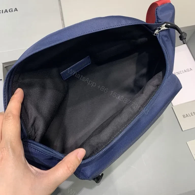 View 7 of Bold Navy Balenciaga Belt Bag with Red Strap - Hands-Free Luxury