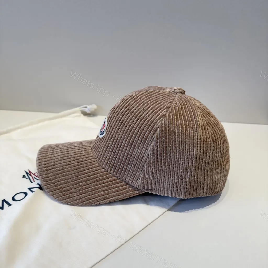 View 4 of Corduroy Taupe Cap with Subtle Moncler Detail