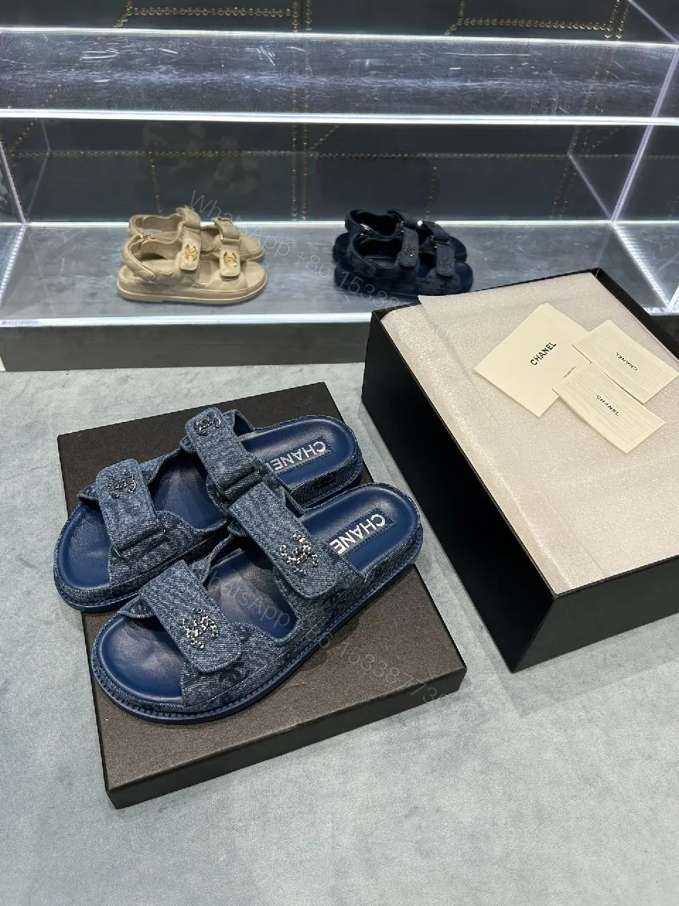 View 8 of Denim-Accent Sandals: Effortless Day-to-Night Comfort