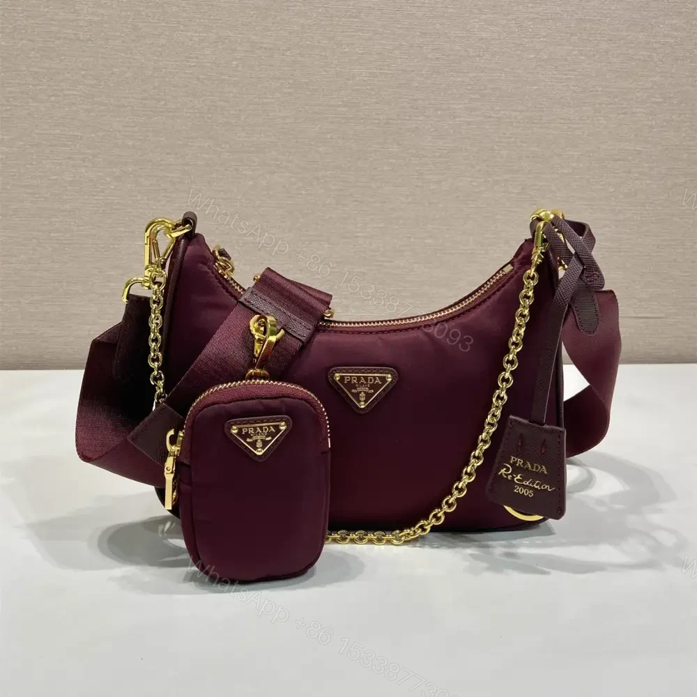 高仿Prada*RE-Nylon系列1BH204單肩包酒紅色免檢版 — view 1