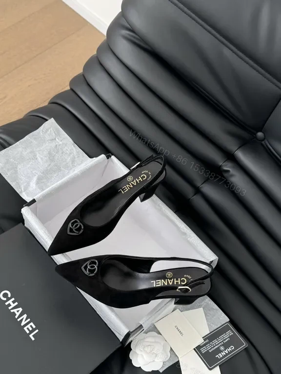 View 7 of Chanel-Style Black Suede Slingbacks: Luxe Everyday Heels