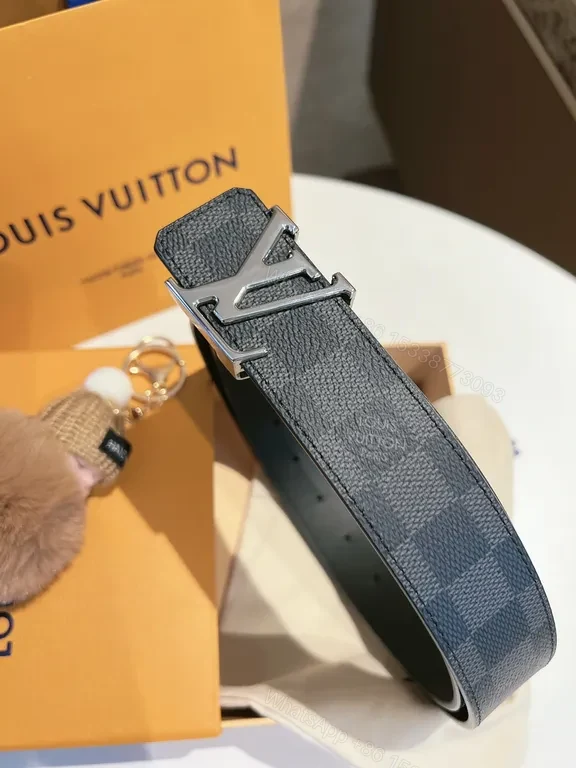 View 6 of Louis Vuitton Damier 35mm Belt â€“ Silver LV Buckle, Dark Graphite