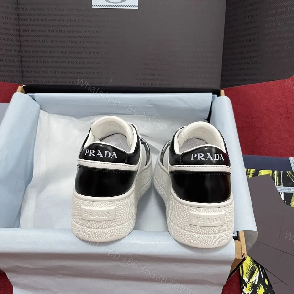 View 8 of Modern Leather-Trim Low-Top Sneakers: Bold Contrast, Supreme Craft