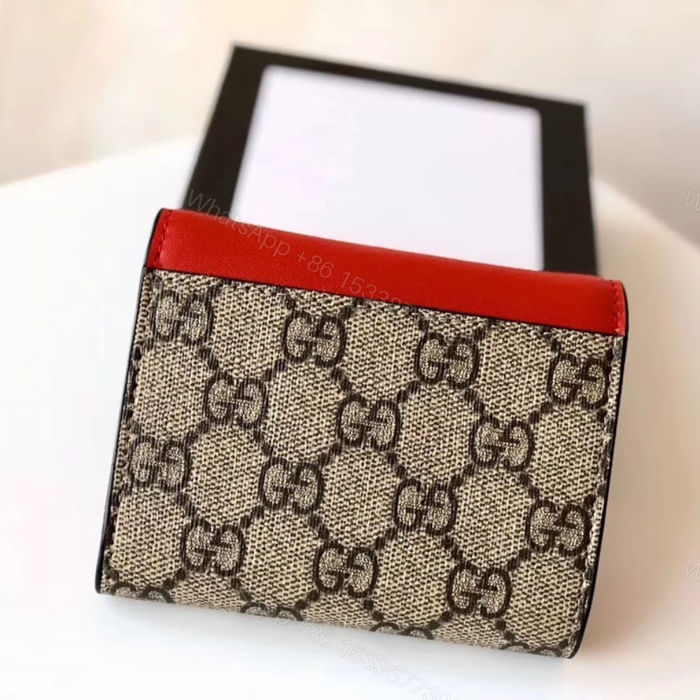 View 4 of Gucci GG Supreme Padlock Wallet Red And Beige 11Cm