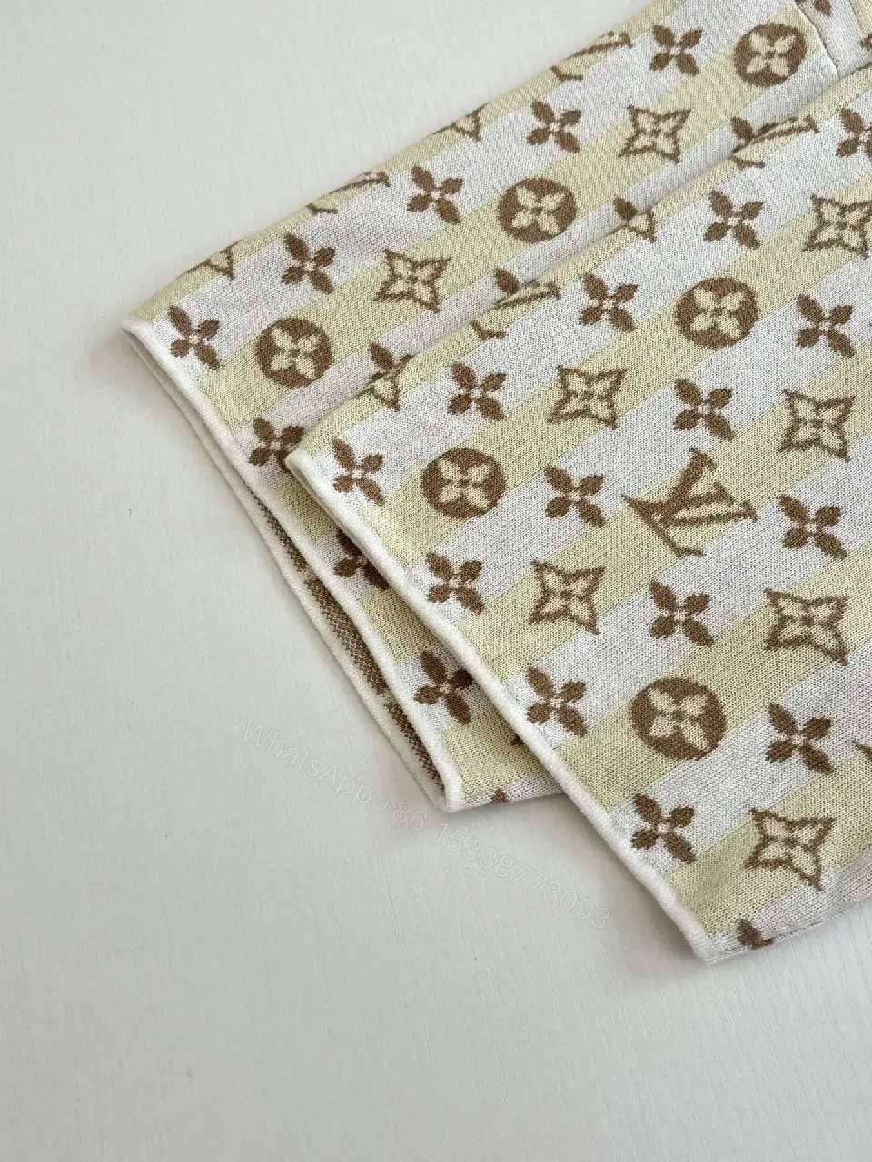 View 6 of White Cotton Jacquard Louis Vuitton Monogram Knit T-Shirt