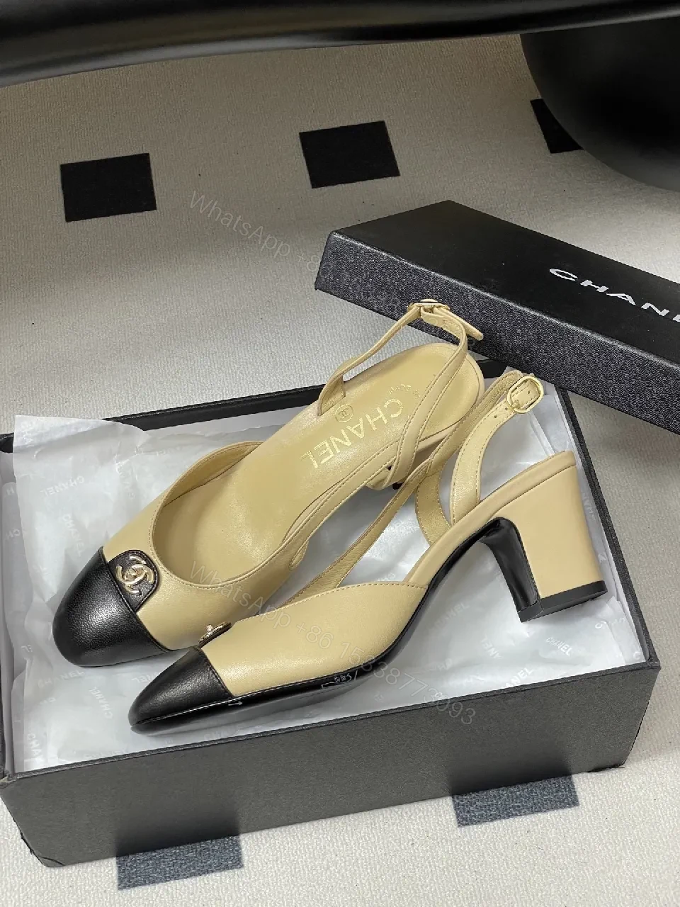 View 3 of Two-Tone Slingback Pumps: Modern Chic All-Day Comfort