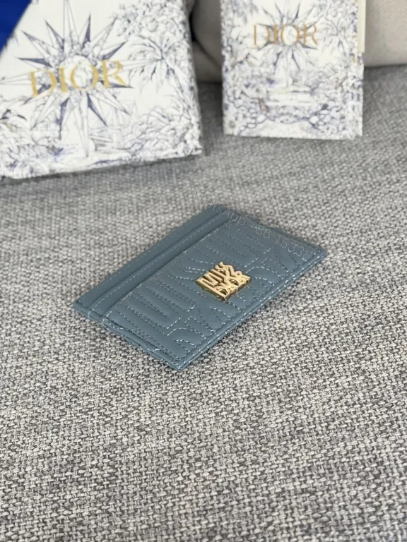 View 3 of Textured Leather Cardholder: Dior-Inspired Compact Luxury