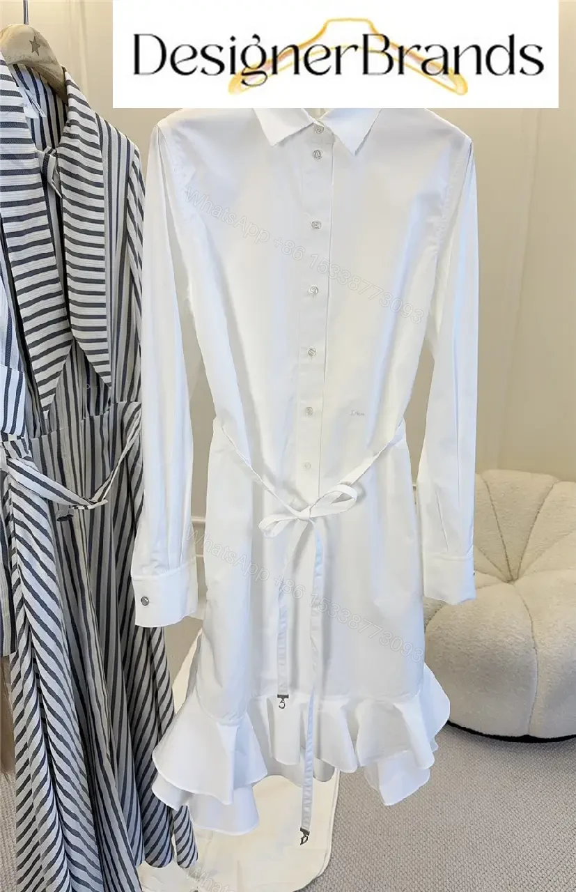 Dior White Pure Cotton Poplin Ruffled Dress — view 1