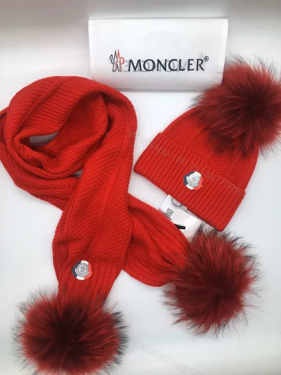 View 6 of Pristine White Moncler Knit Scarf & Beanie Set
