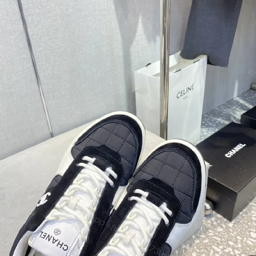 View 2 of Black & White Quilted Low-Top Sneaker with Luxe Comfort