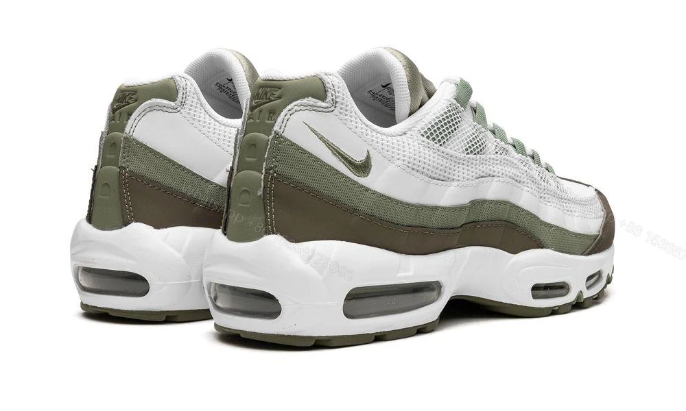 View 2 of Nike Air Max 95 White Medium Olive Oil Green FD0780-100