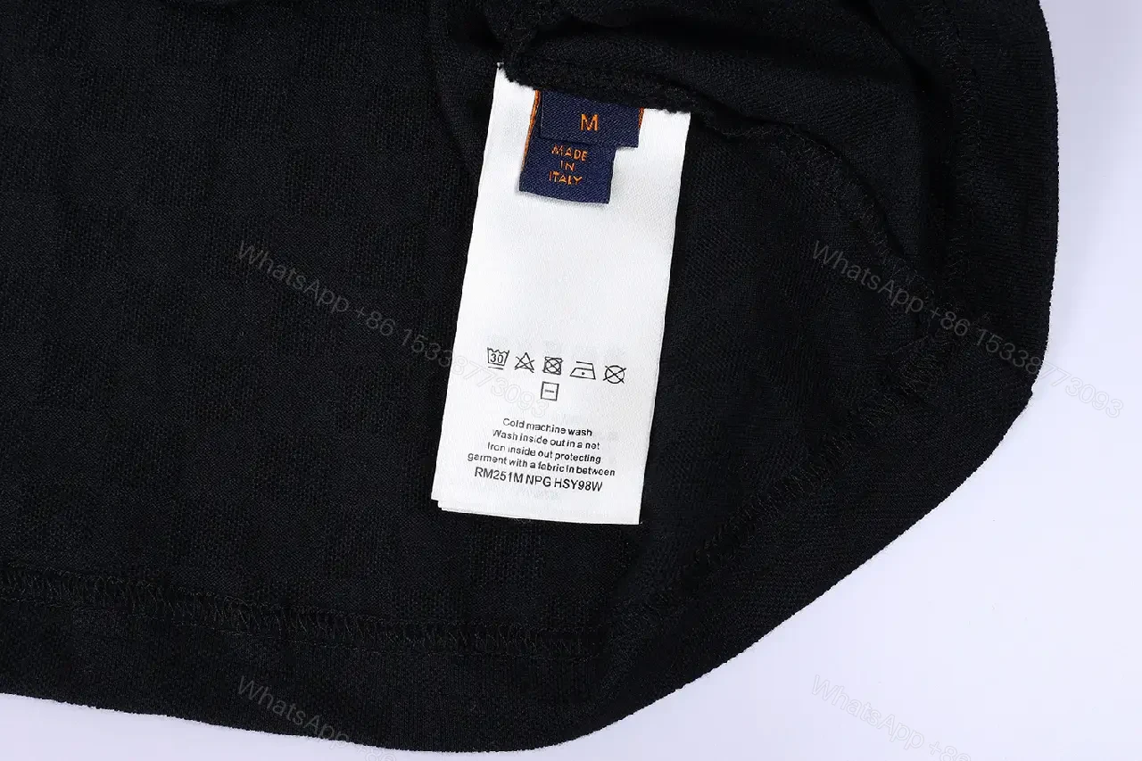 View 6 of Black Cotton Graphic Tee with Gold Logo Bar