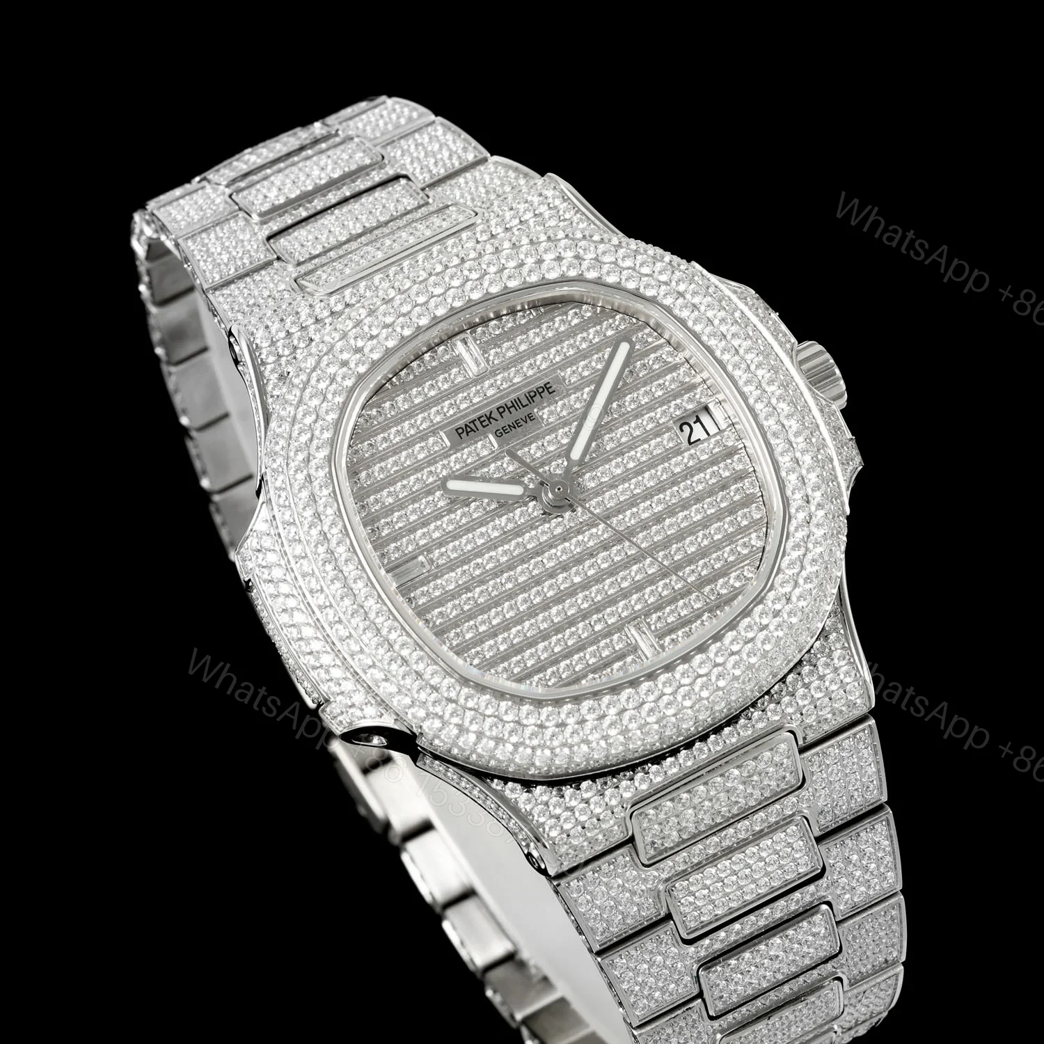 View 4 of Patek Philippe Nautilus 5711 BD1 Full Diamond Pavé Watch 40mm Luxury Edition AMG-PP-BD1-5711-2600-DIAMOND