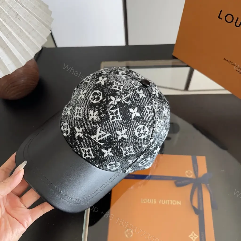 View 10 of Black & White Monogram Cap with Six-Panel Crown and Curved Brim