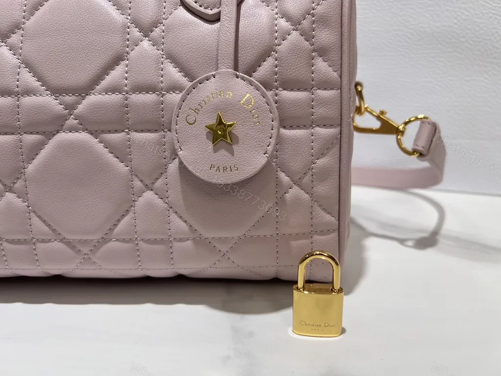 View 9 of Chic Pink Quilted Mini Bag â€” Dior Luxury, Structured Silhouette