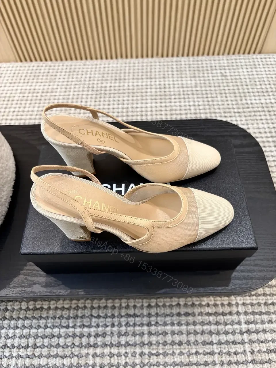 View 2 of Chic Texture Slingback Heels: Comfort Meets Luxe Style
