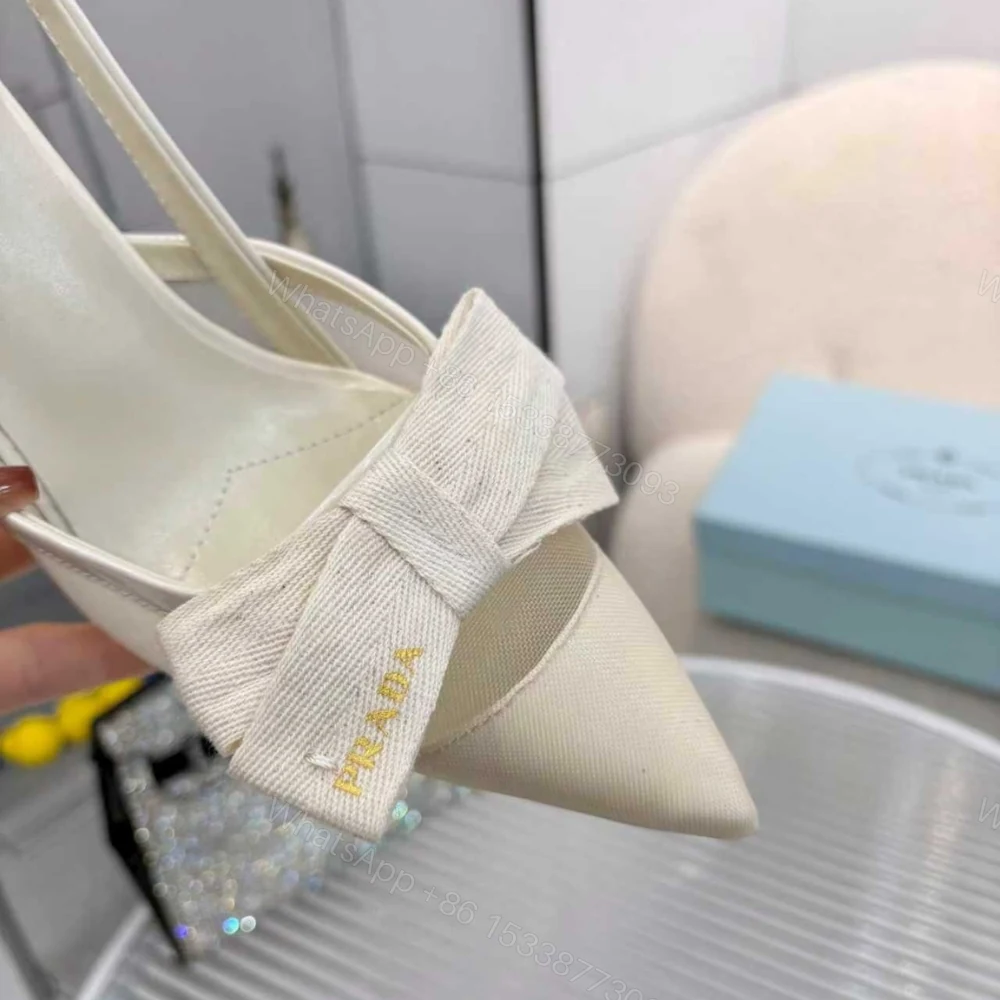 View 5 of Prada Mesh Fabric Slingback Pumps In White