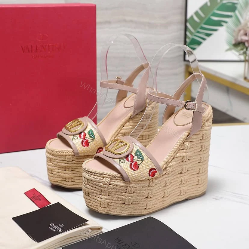 View 2 of VALENTINO GARAVANI NATURAL LOGO WEDGES SANDAL BEIGE 6W0S0LY9CEC32H