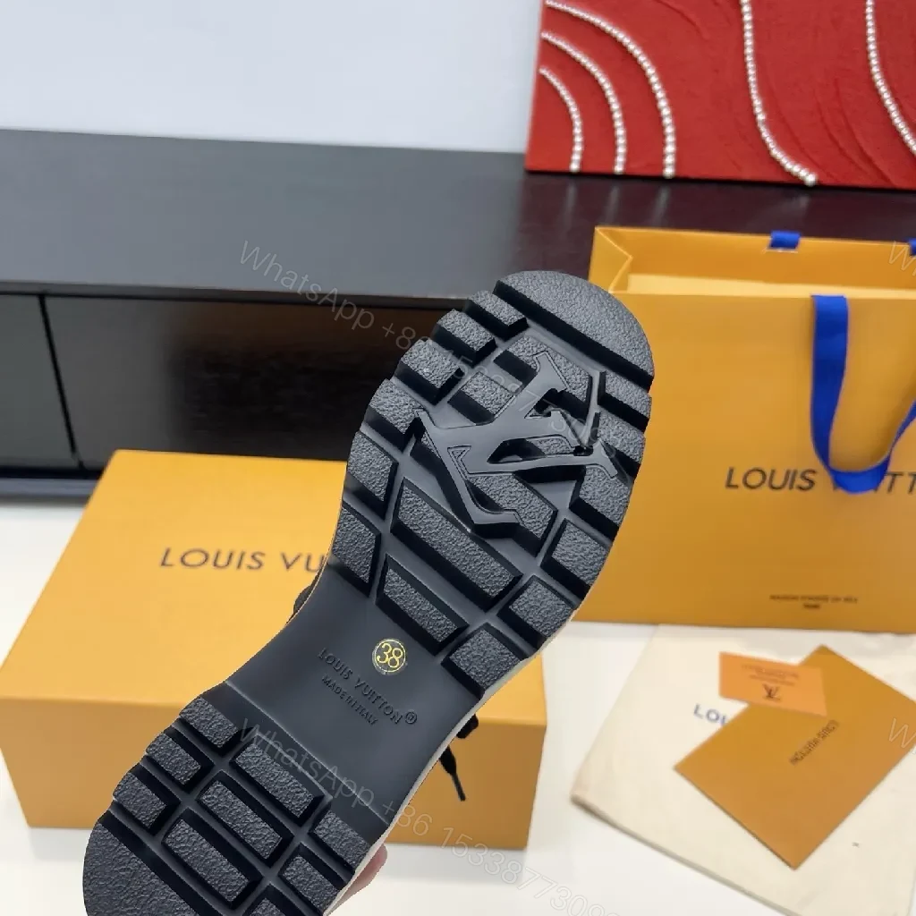 View 6 of Bold Canvas Leather Boots: Subtle LV-Inspired Luxe Comfort
