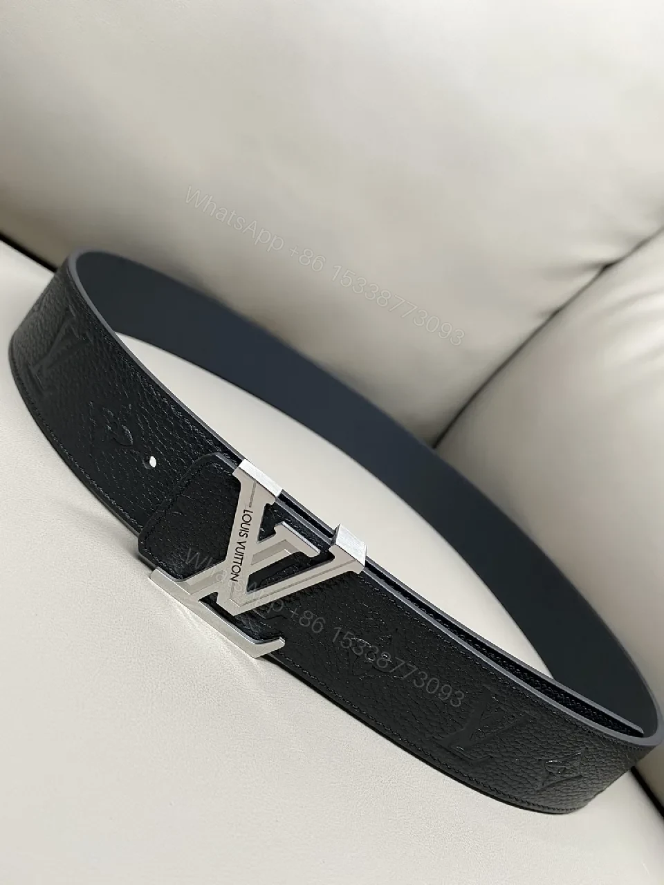 Statement Leather Belt with LV-Inspired Hardware - Sleek & All-Season — view 1