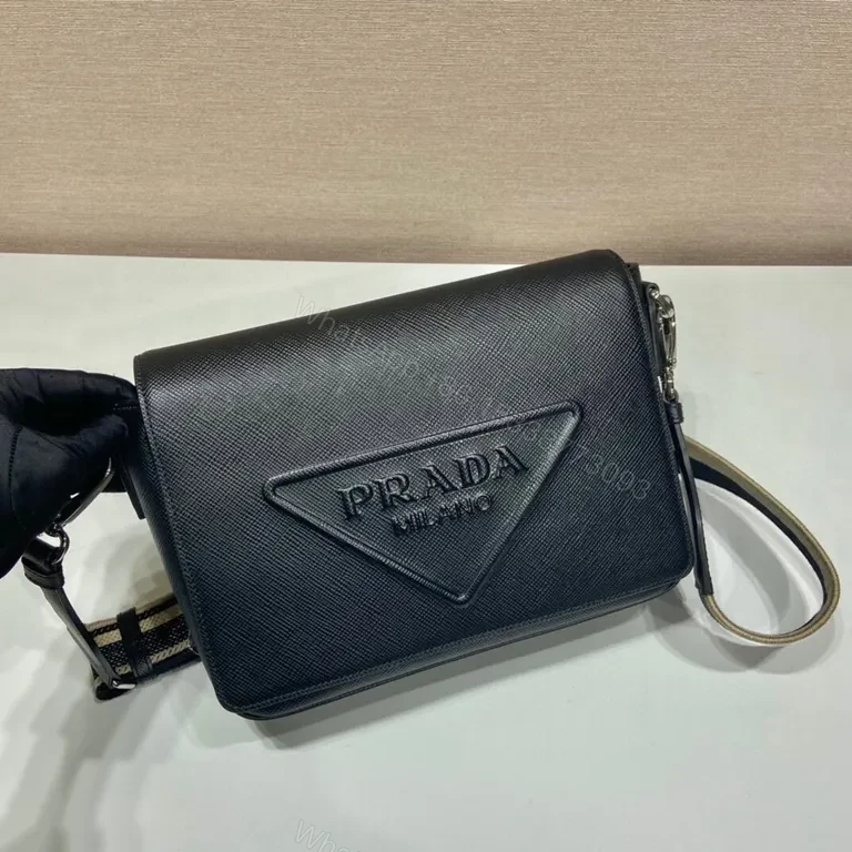 View 9 of Structured Black Saffiano Prada Crossbody Bag - Ultra-Organized Luxury